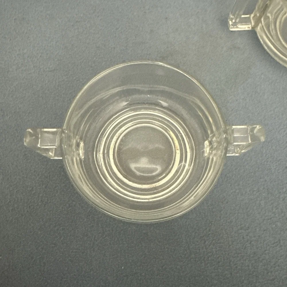 MCM Joe Colombo Arno Clear Glass Double Handled Soup Bowls from Italy - Set of 4
